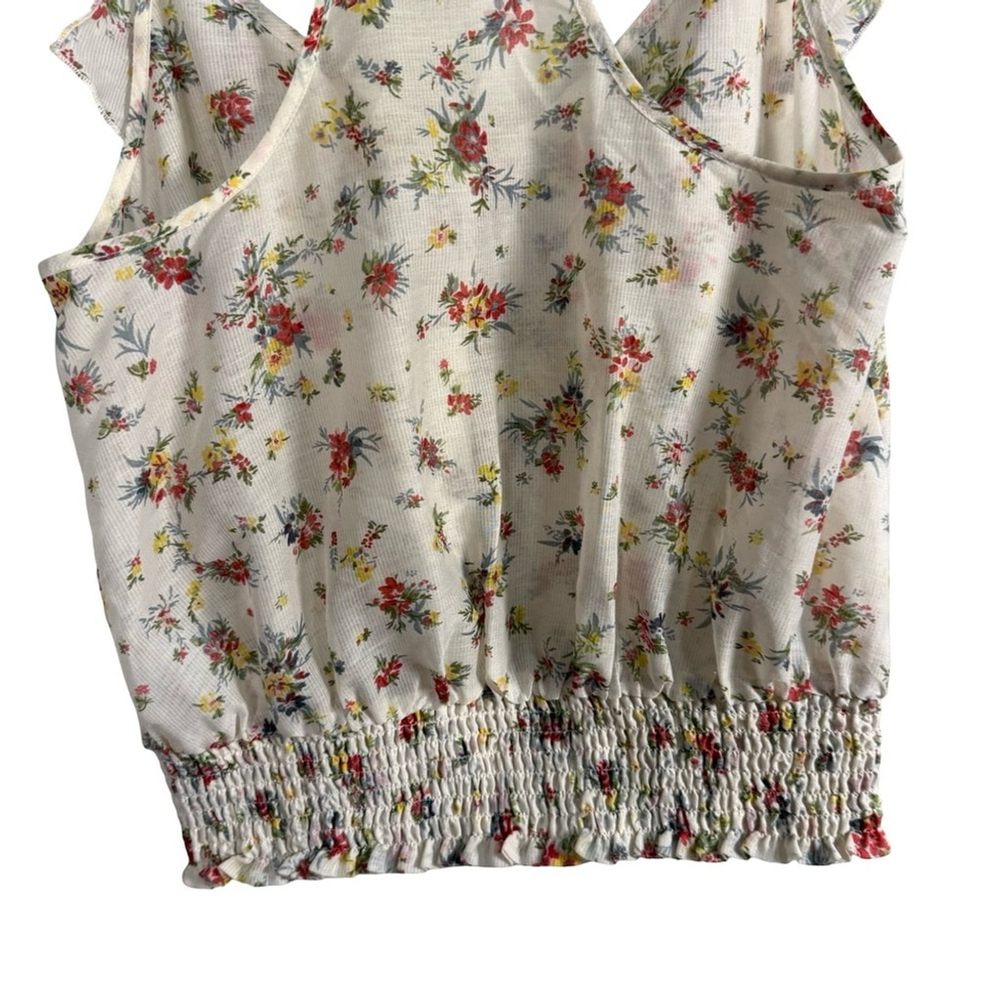 Guess Floral Ruffle Camisole in Cream and Red Size S Boho Cottagecore Festival - Picture 12 of 15